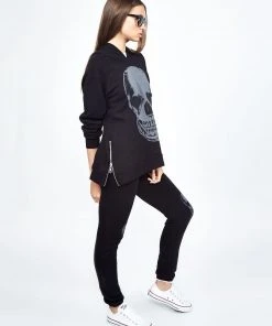 Lauren Moshi Long Sleeve Corbin Heart Eye Skull