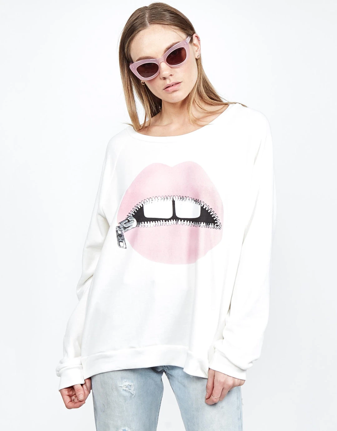Lauren Moshi Noleta Pink Foil Zipper Mouth Long Sleeve