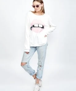 Lauren Moshi Noleta Pink Foil Zipper Mouth Long Sleeve