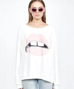 Lauren Moshi Noleta Pink Foil Zipper Mouth Long Sleeve