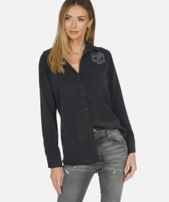 Lauren Moshi Sloane Nailhead Skull Long Sleeve