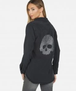 Lauren Moshi Sloane Nailhead Skull Long Sleeve