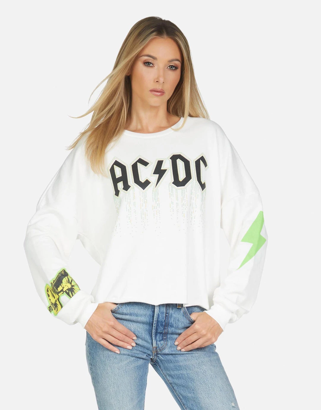 Lauren Moshi X ACDC Lee AC/DC Neon Stud Long Sleeve
