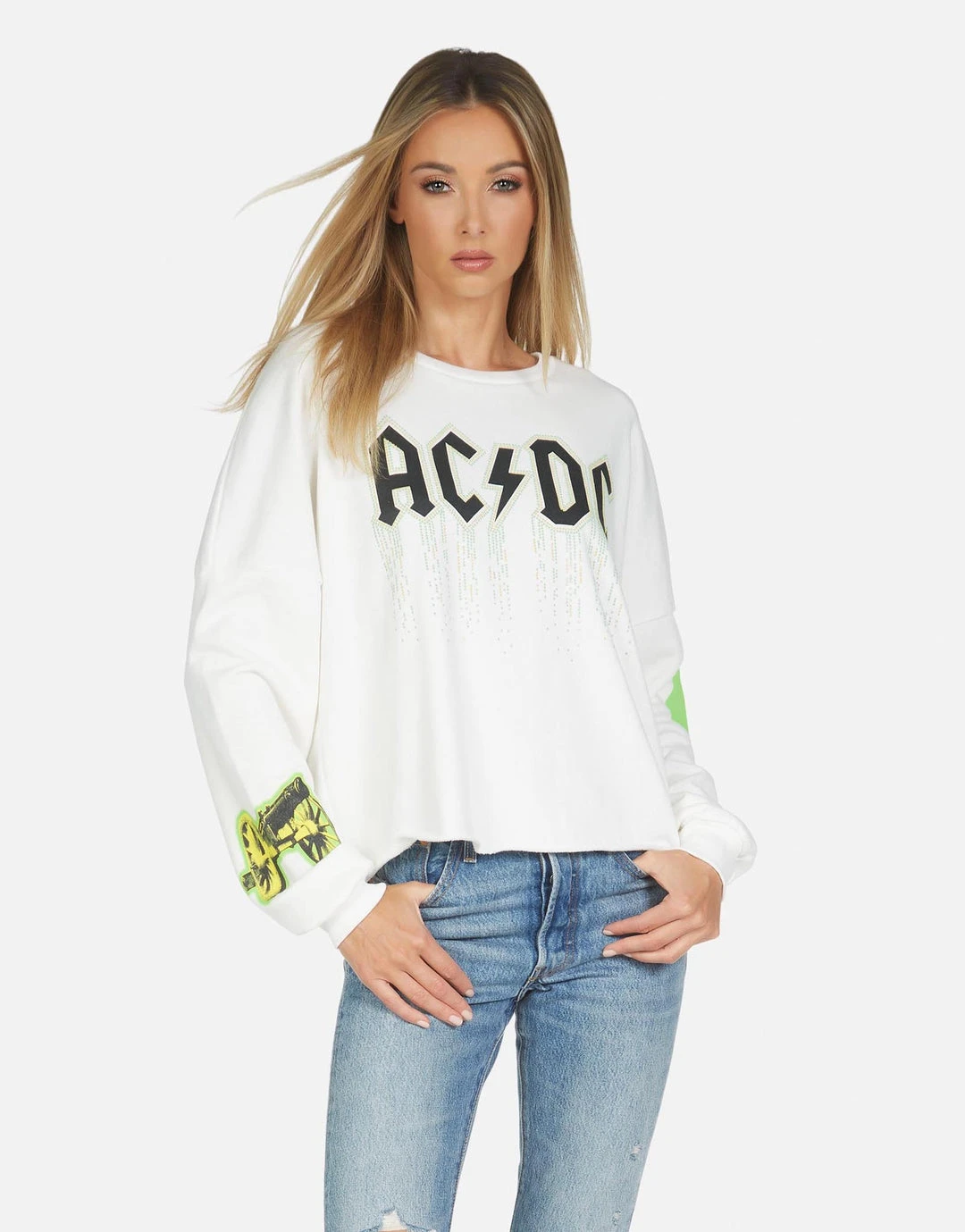 Lauren Moshi X ACDC Lee AC/DC Neon Stud Long Sleeve