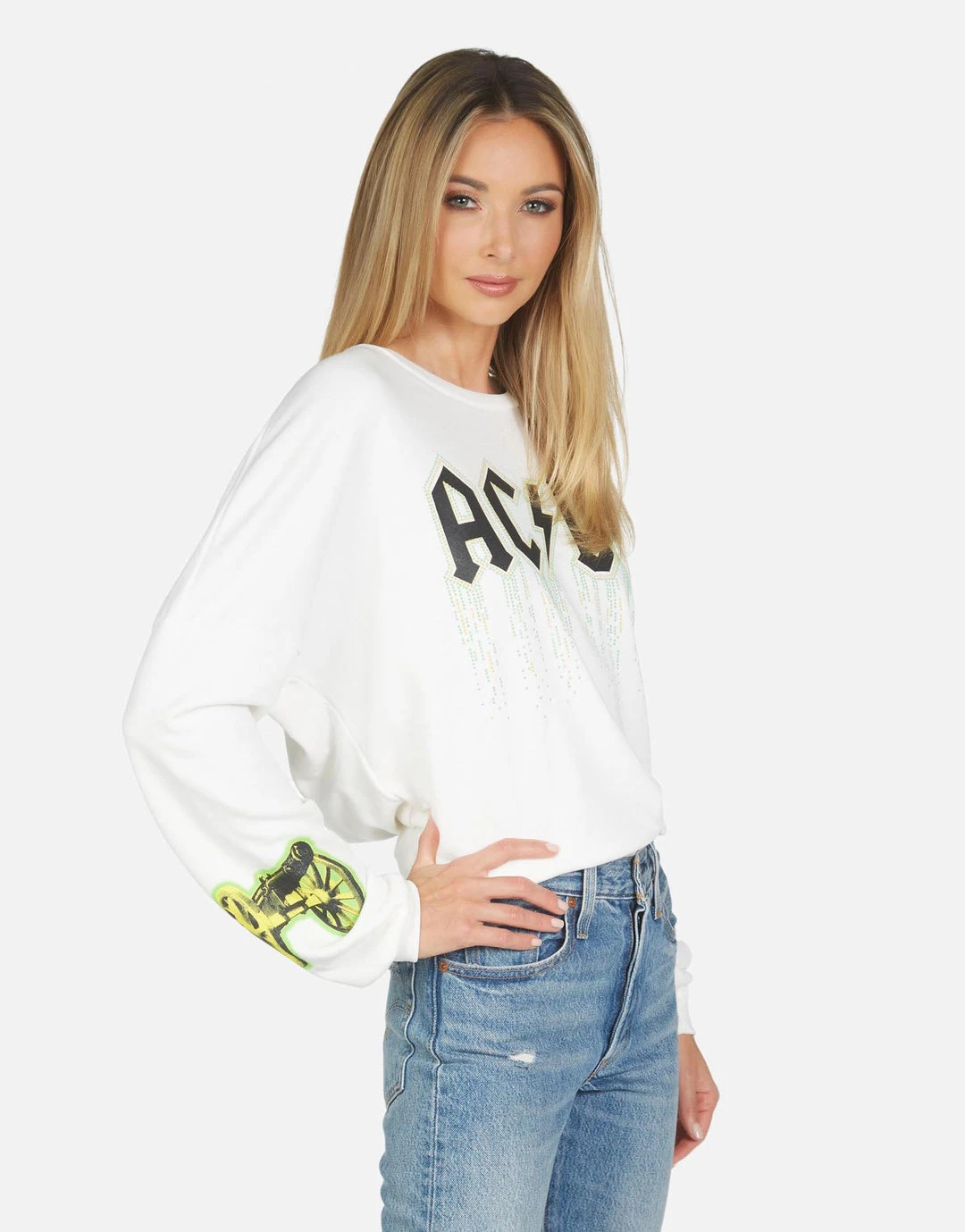 Lauren Moshi X ACDC Lee AC/DC Neon Stud Long Sleeve