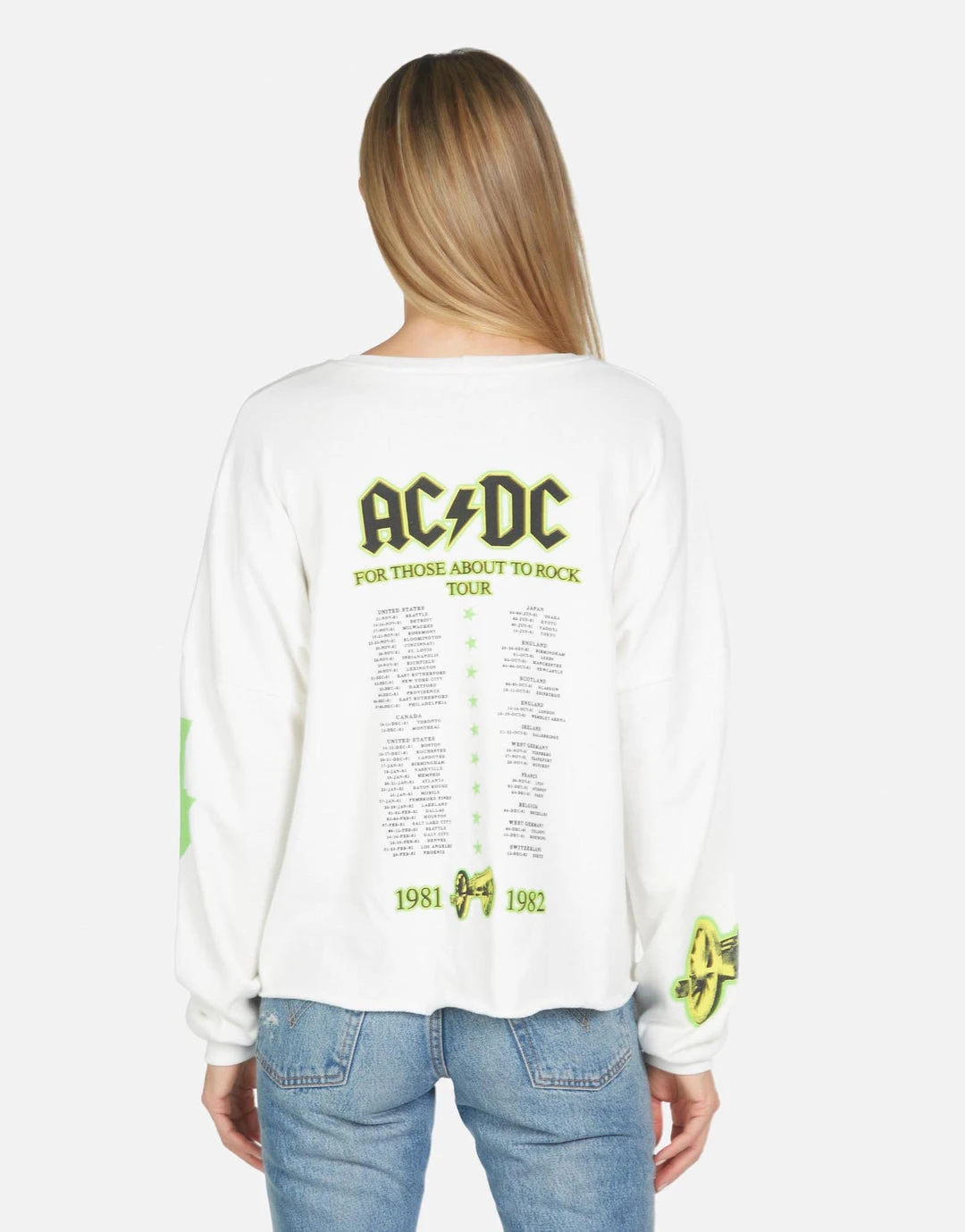 Lauren Moshi X ACDC Lee AC/DC Neon Stud Long Sleeve