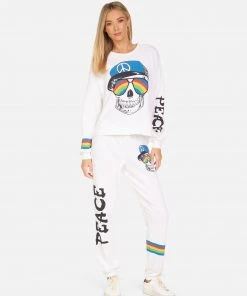 Lauren Moshi Lee Rainbow Peace Skull NEW