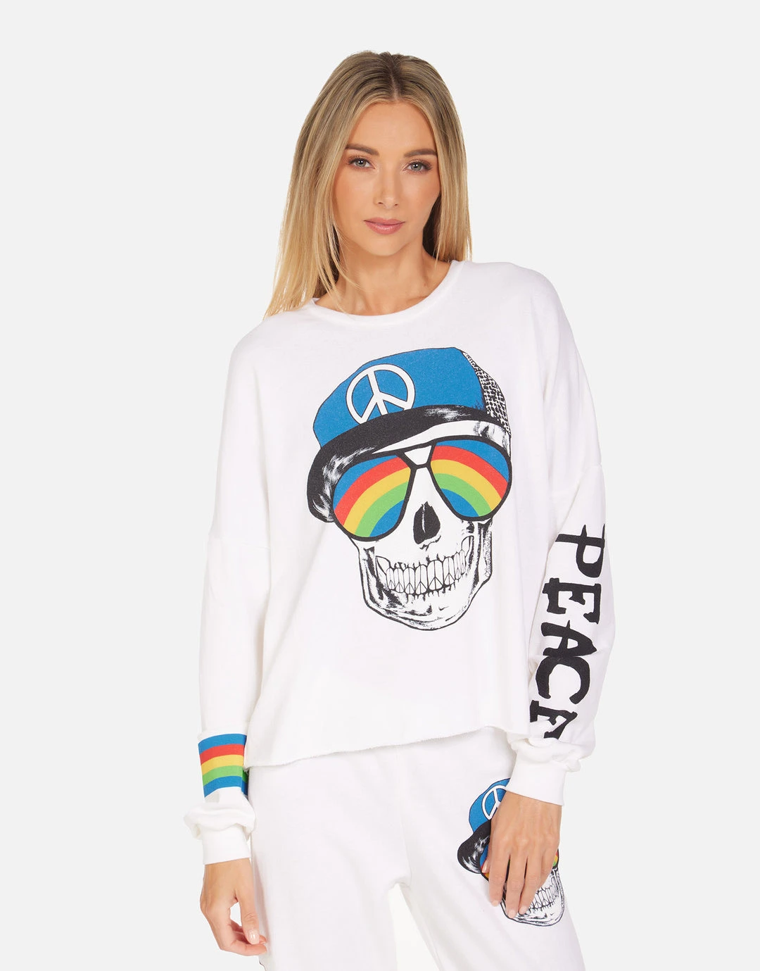 Lauren Moshi Lee Rainbow Peace Skull NEW
