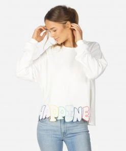 Lauren Moshi NEW Lee Happiness Embroidery