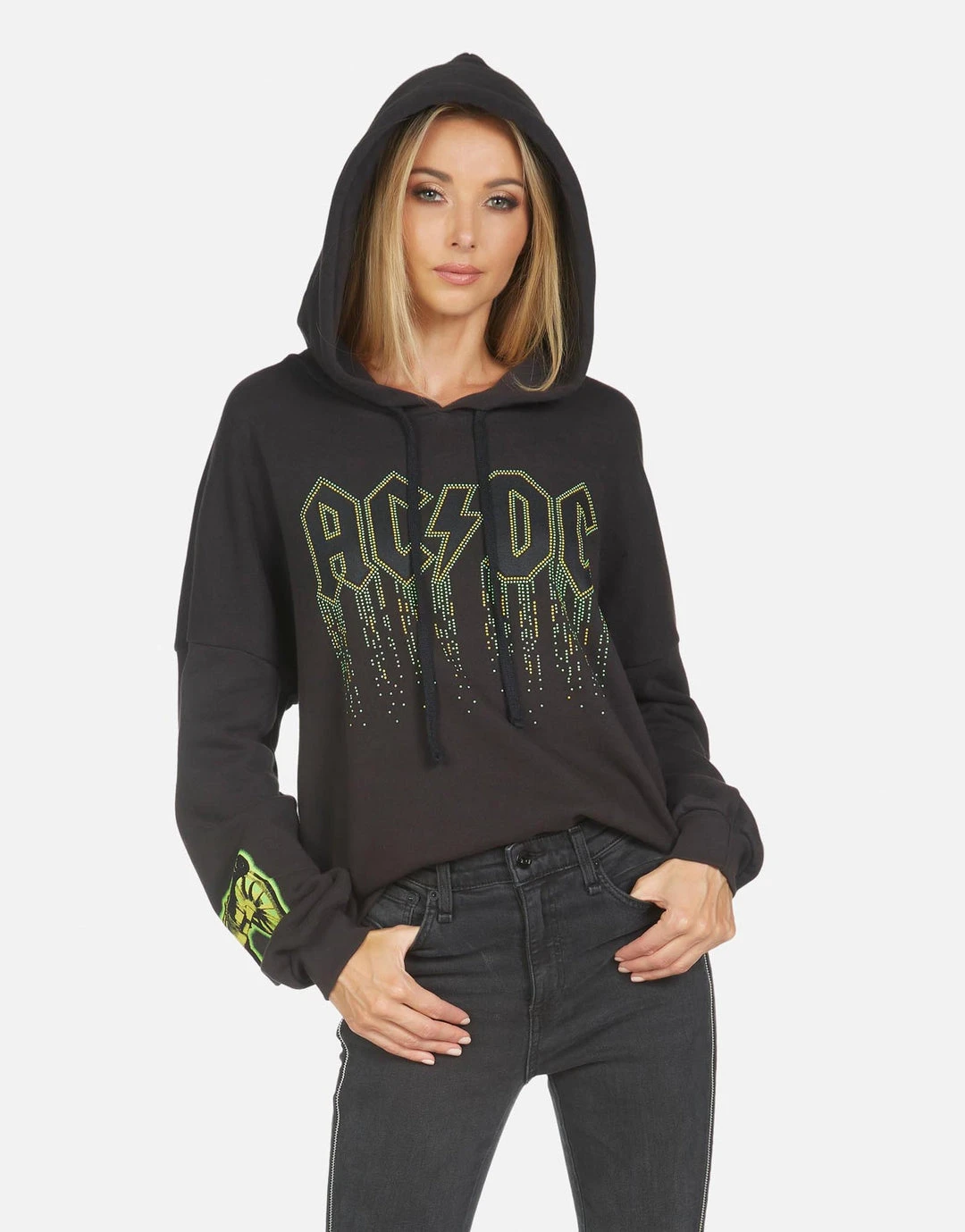 Lauren Moshi X ACDC Lila AC/DC Neon Stud Long Sleeve