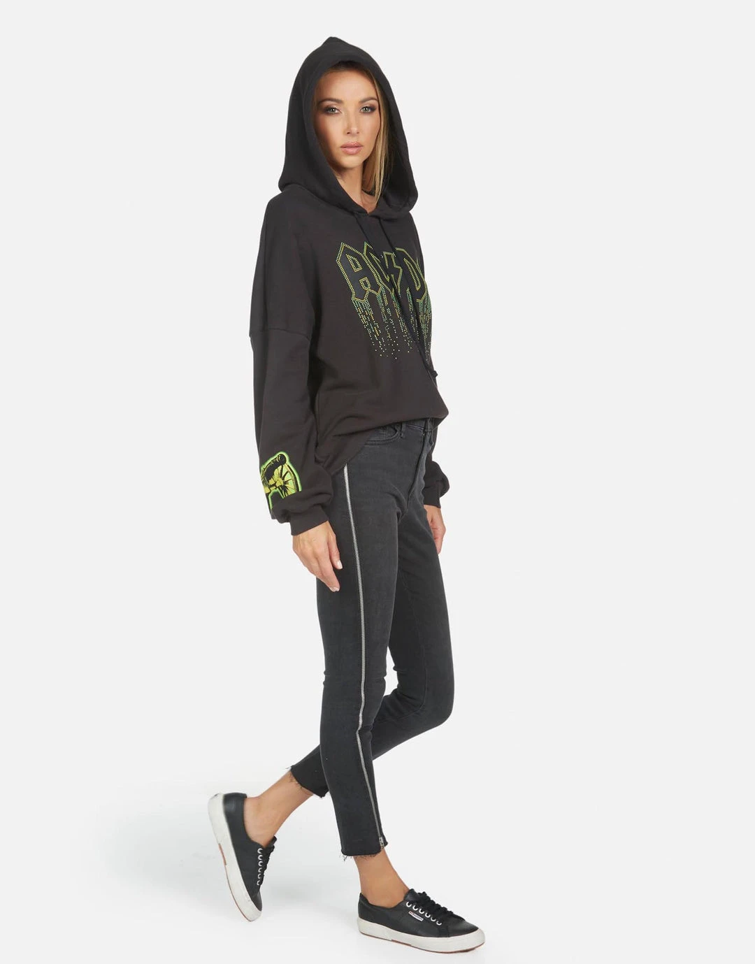 Lauren Moshi X ACDC Lila AC/DC Neon Stud Long Sleeve