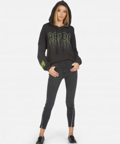 Lauren Moshi X ACDC Lila AC/DC Neon Stud Long Sleeve