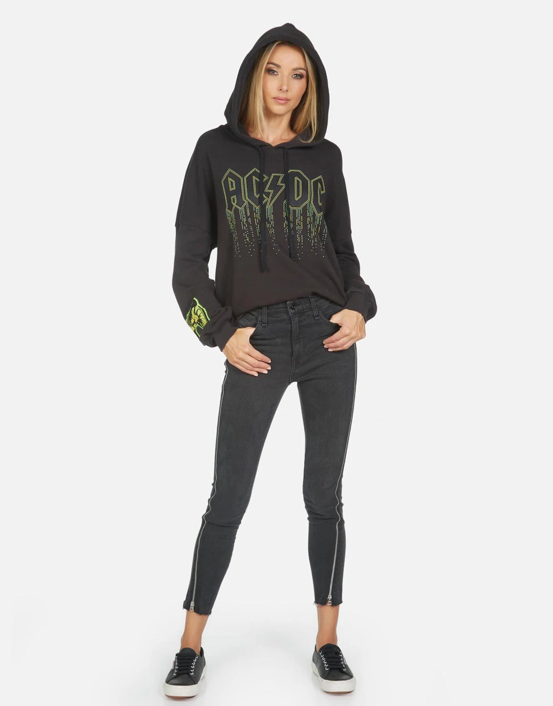 Lauren Moshi X ACDC Lila AC/DC Neon Stud Long Sleeve