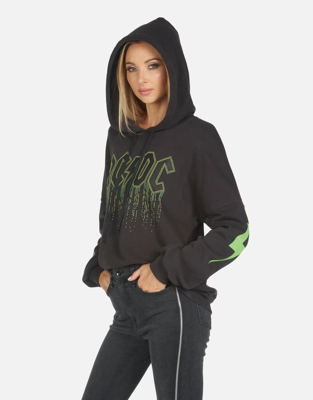 Lauren Moshi X ACDC Lila AC/DC Neon Stud Long Sleeve