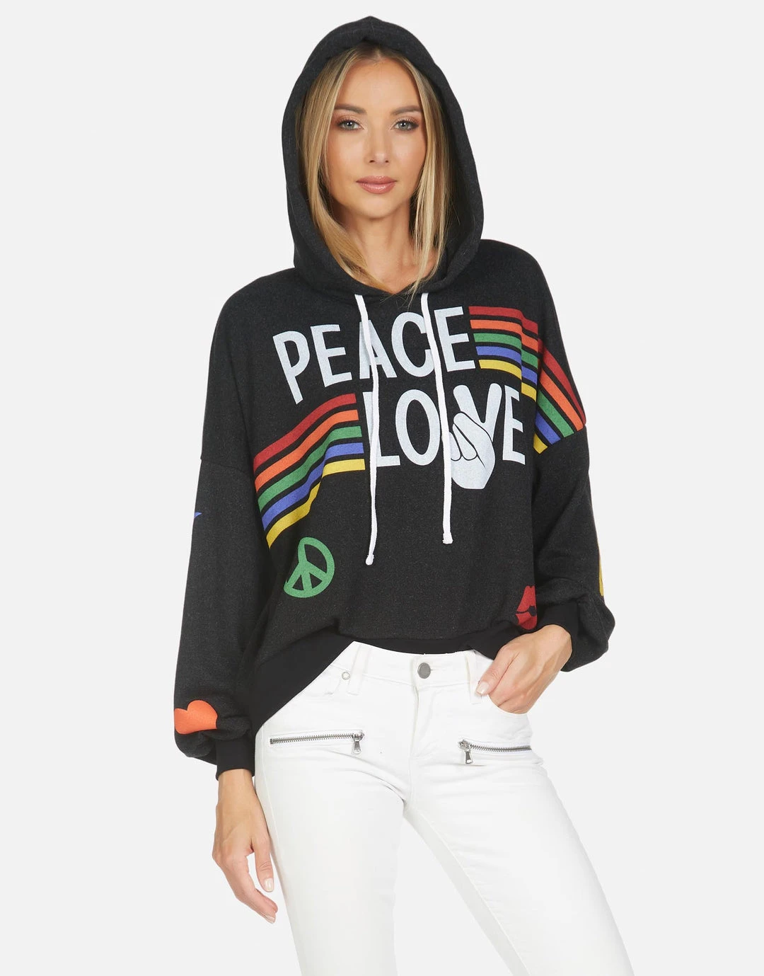 Lauren Moshi Hoodies Anissa Peace Love Stripe