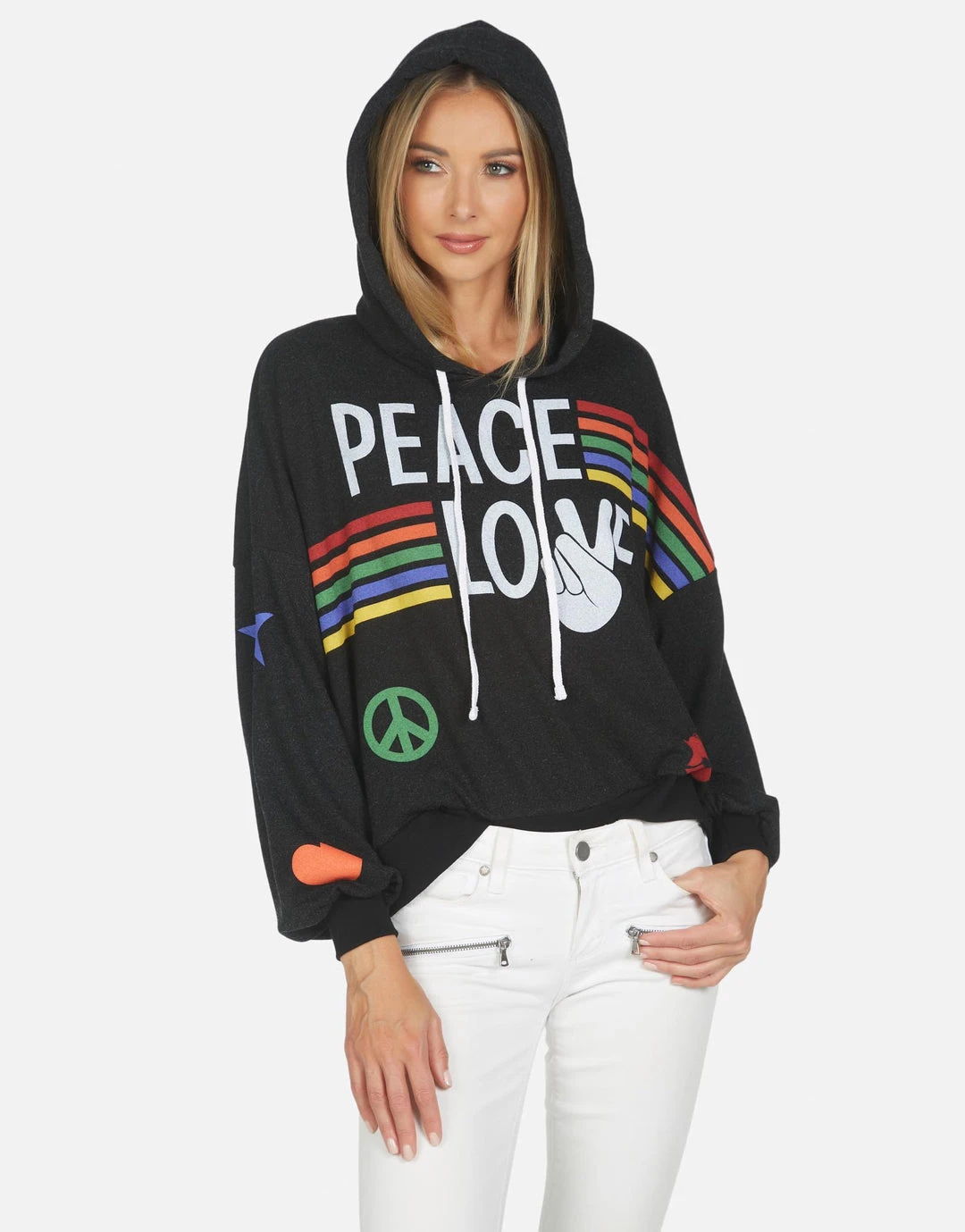Lauren Moshi Hoodies Anissa Peace Love Stripe