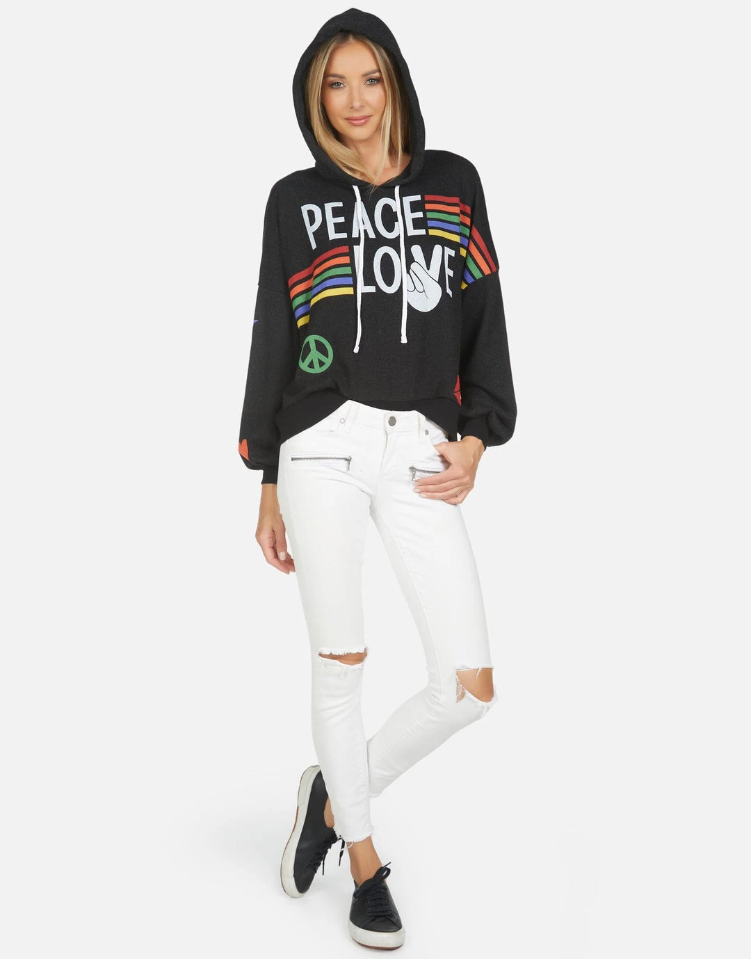 Lauren Moshi Hoodies Anissa Peace Love Stripe
