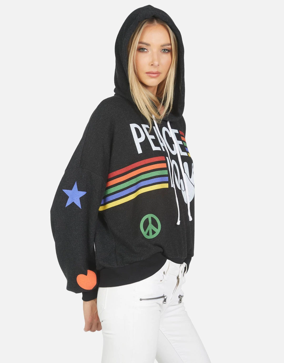 Lauren Moshi Hoodies Anissa Peace Love Stripe