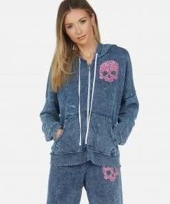 Lauren Moshi Long Sleeve Brecklyn Pink Stud Skull