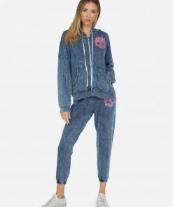 Lauren Moshi Long Sleeve Brecklyn Pink Stud Skull