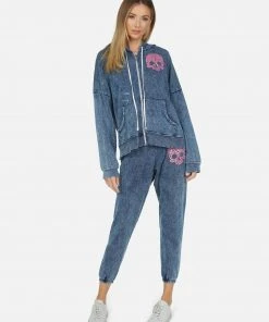 Lauren Moshi Long Sleeve Brecklyn Pink Stud Skull