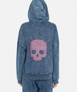 Lauren Moshi Long Sleeve Brecklyn Pink Stud Skull