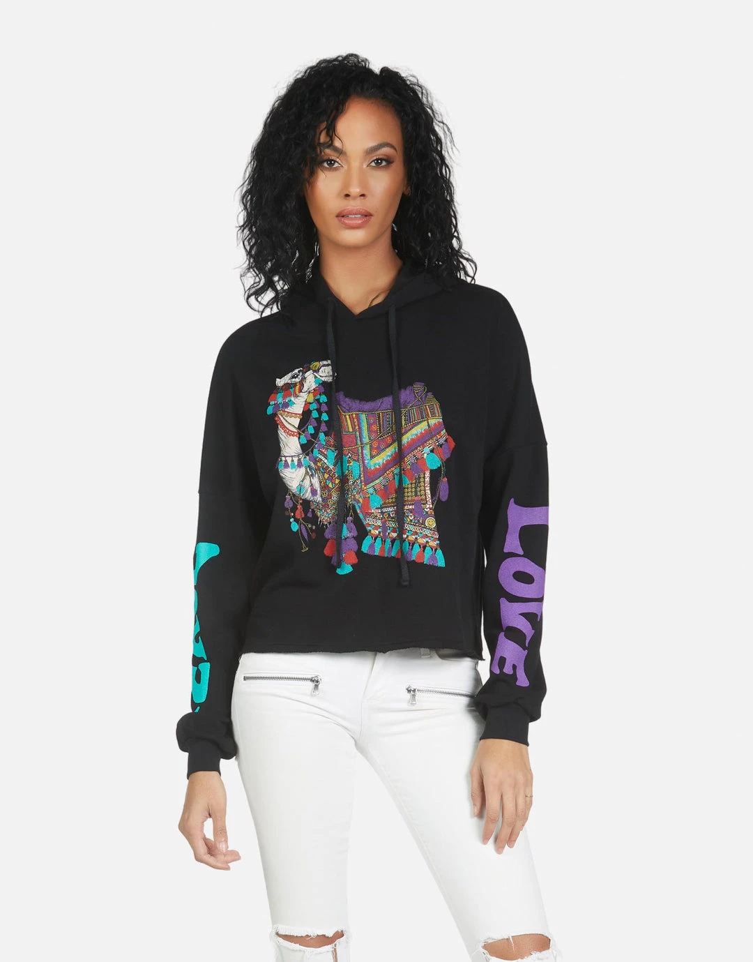 Lauren Moshi Hoodies Cambry Peace Love Camel