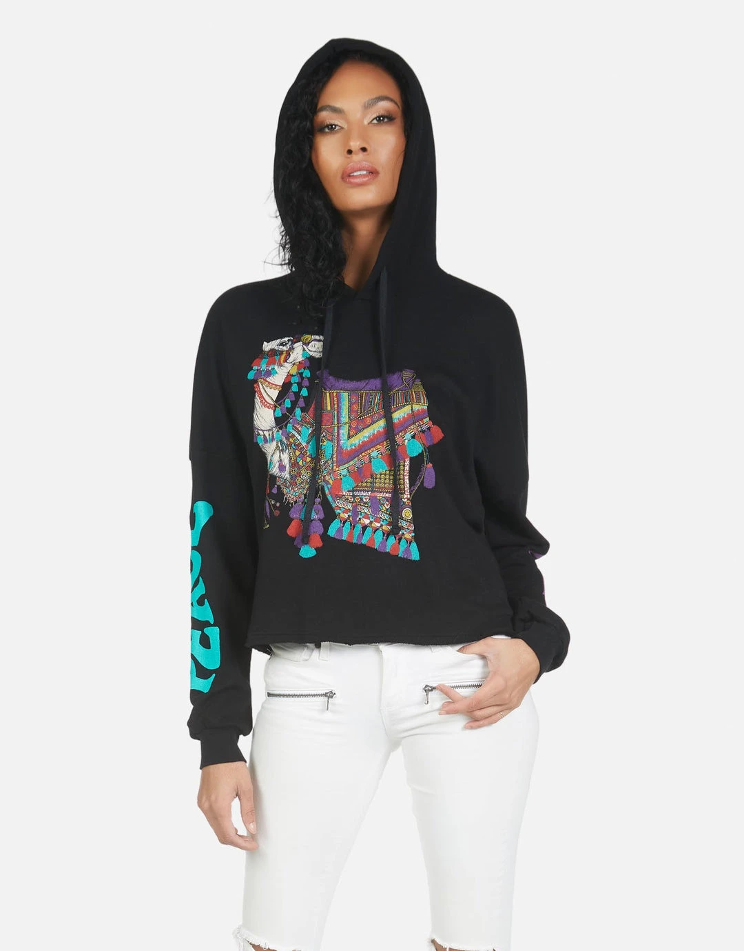 Lauren Moshi Hoodies Cambry Peace Love Camel