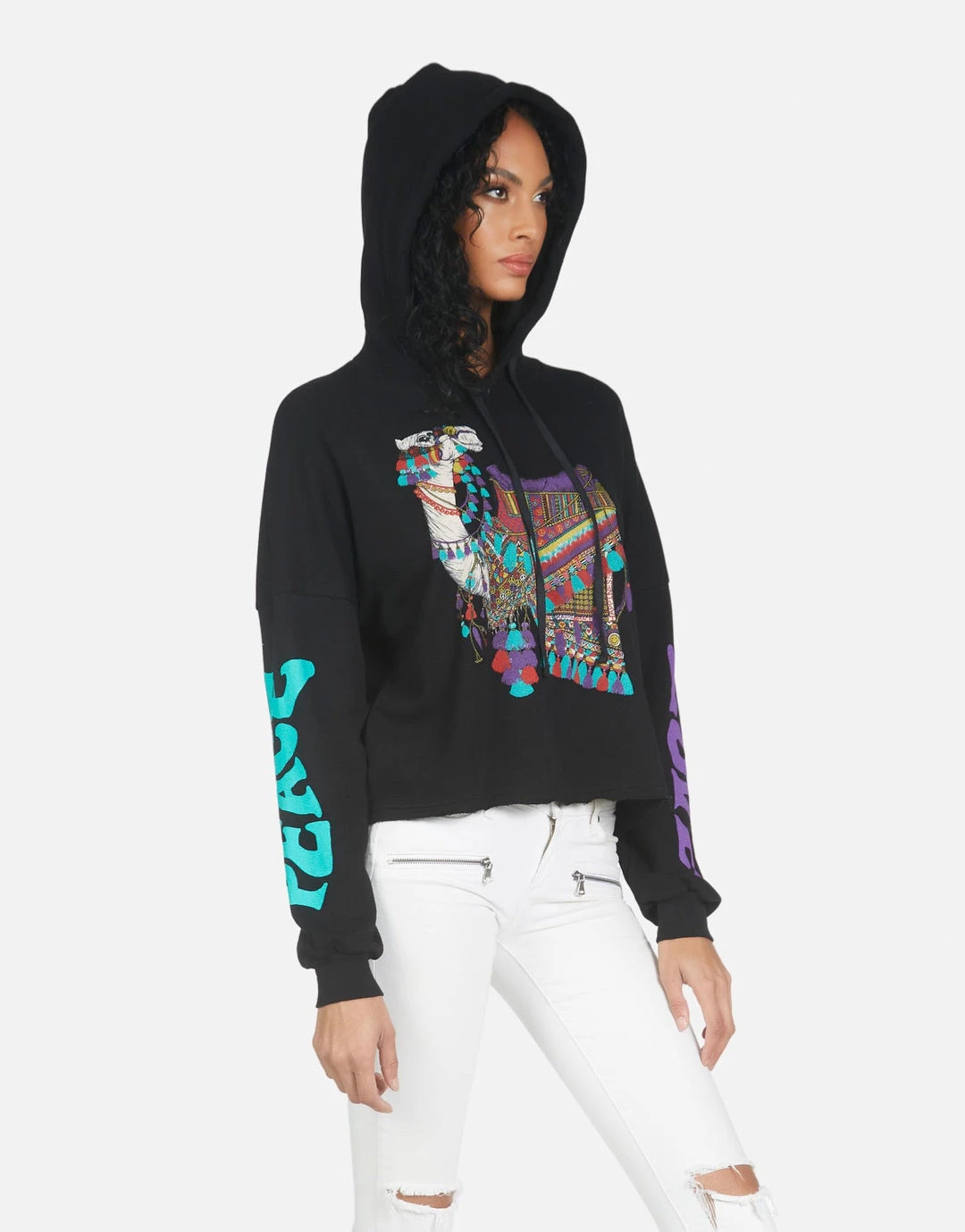 Lauren Moshi Hoodies Cambry Peace Love Camel