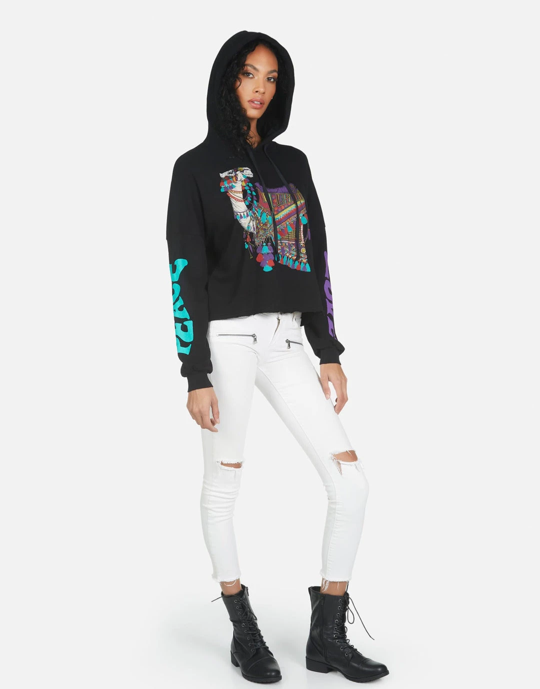 Lauren Moshi Hoodies Cambry Peace Love Camel