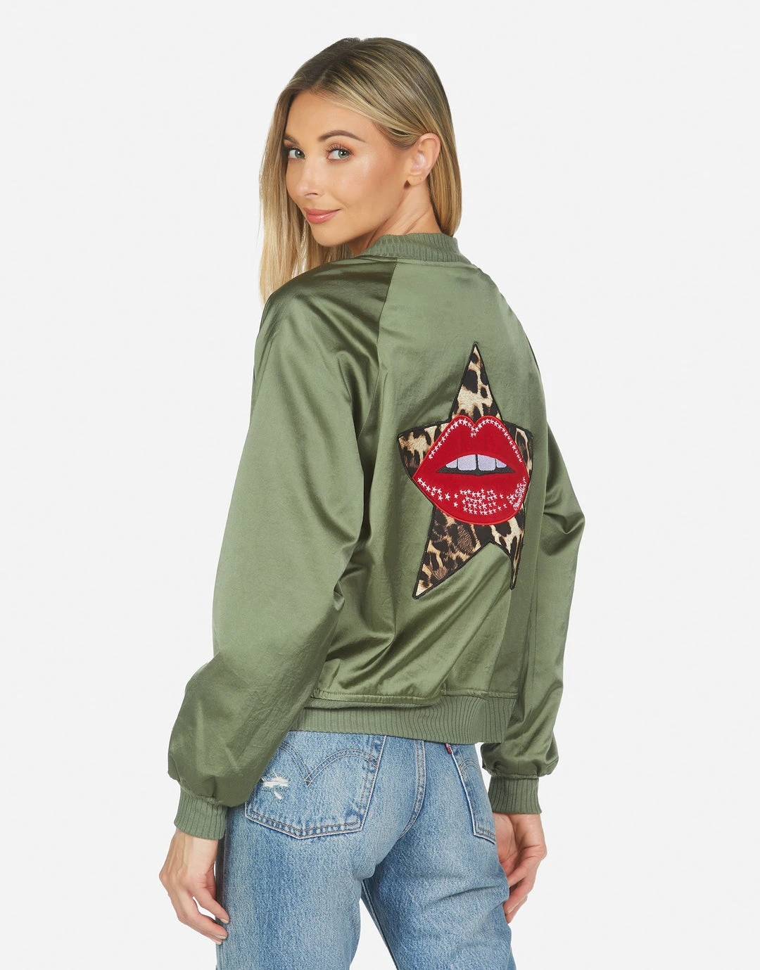 Lauren Moshi Long Sleeve Levelle Leopard Star Lip Patch