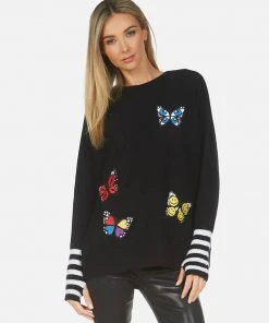 Lauren Moshi Sweaters Paloma Butterfly Patches