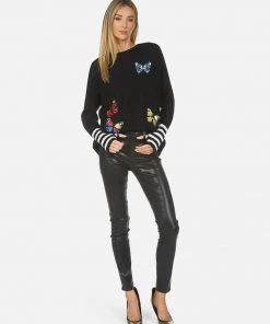 Lauren Moshi Sweaters Paloma Butterfly Patches
