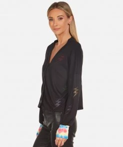 Lauren Moshi Long Sleeve Coraline Crystal Lightning Peace