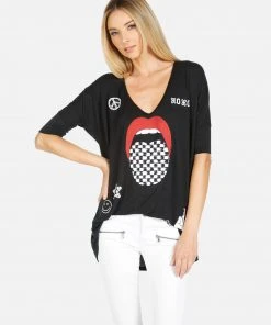 Lauren Moshi Eva Checker Tongue Short Sleeve