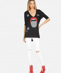 Lauren Moshi Eva Checker Tongue Short Sleeve