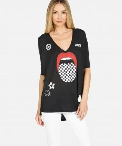 Lauren Moshi Eva Checker Tongue Short Sleeve