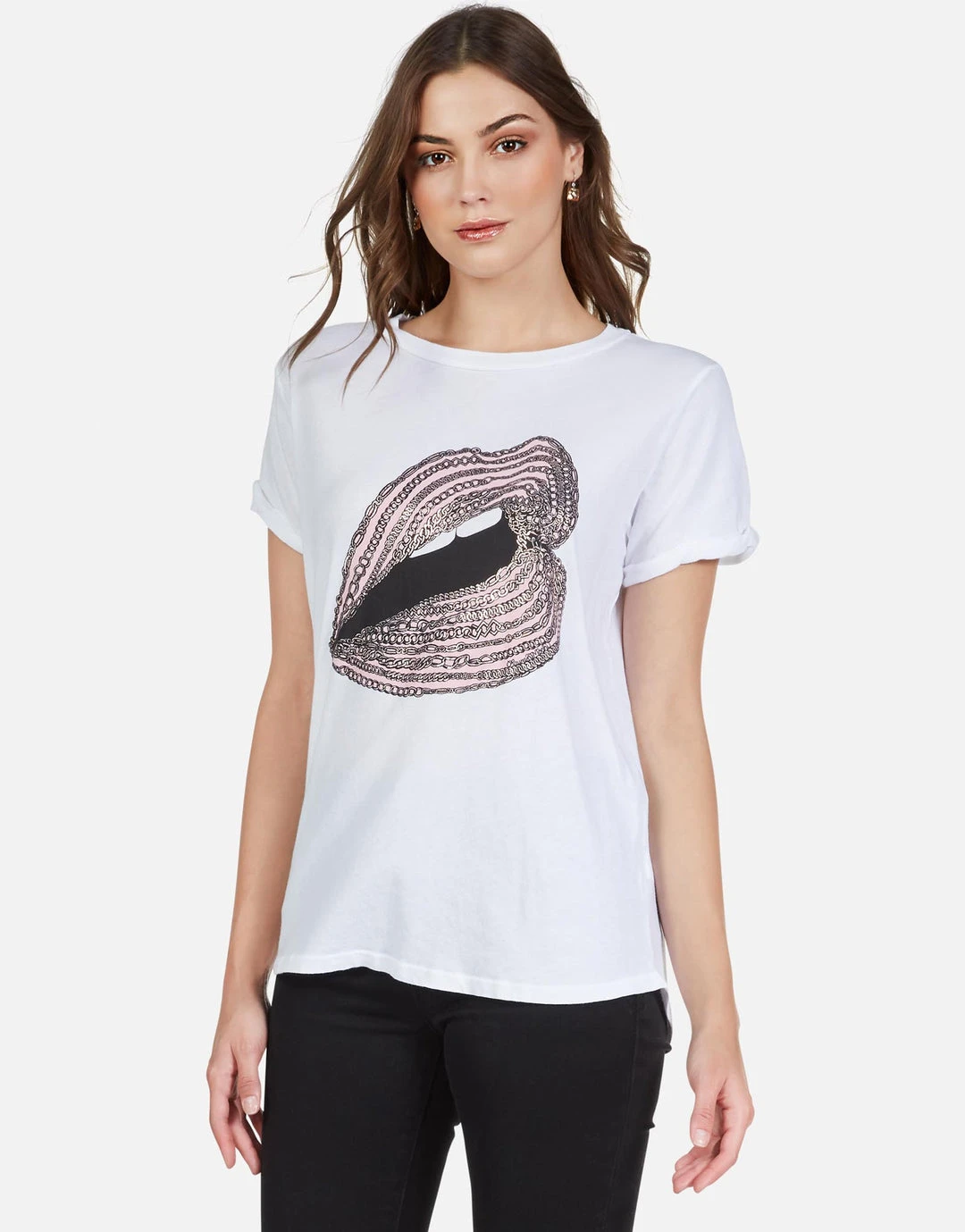 Lauren Moshi Short Sleeve Edda Rose Gold Chain Lip