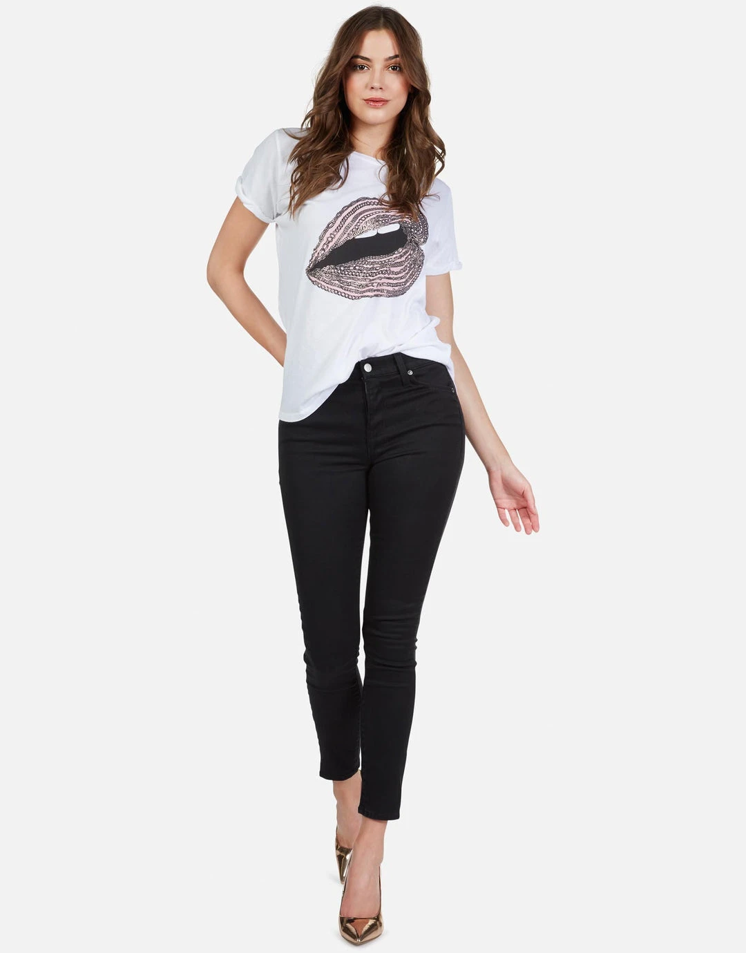 Lauren Moshi Short Sleeve Edda Rose Gold Chain Lip