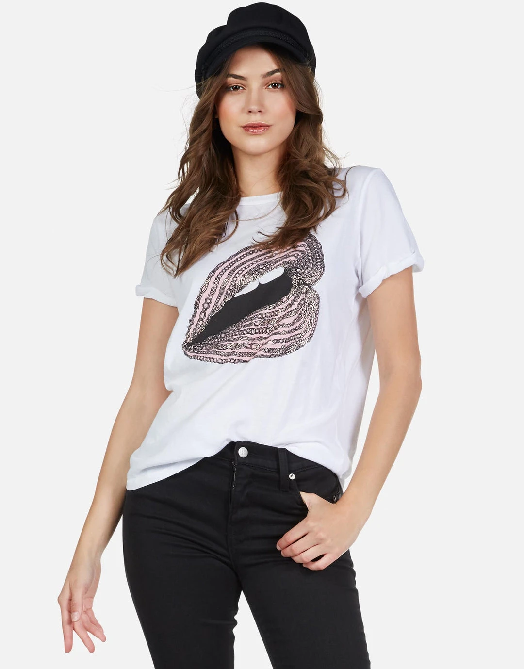Lauren Moshi Short Sleeve Edda Rose Gold Chain Lip