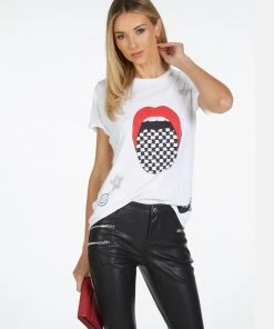 Lauren Moshi Edda Checker Tongue Short Sleeve