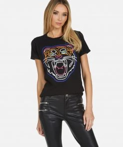 Lauren Moshi Edda Neon Line Tiger Short Sleeve