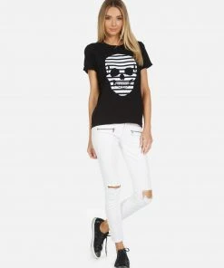 Lauren Moshi Short Sleeve Edda Stripe Skull