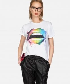 Lauren Moshi X Short Sleeve Edda Rainbow Smudge Lip