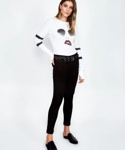 Lauren Moshi Mckinley Pierced Biting Lip Face Long Sleeve