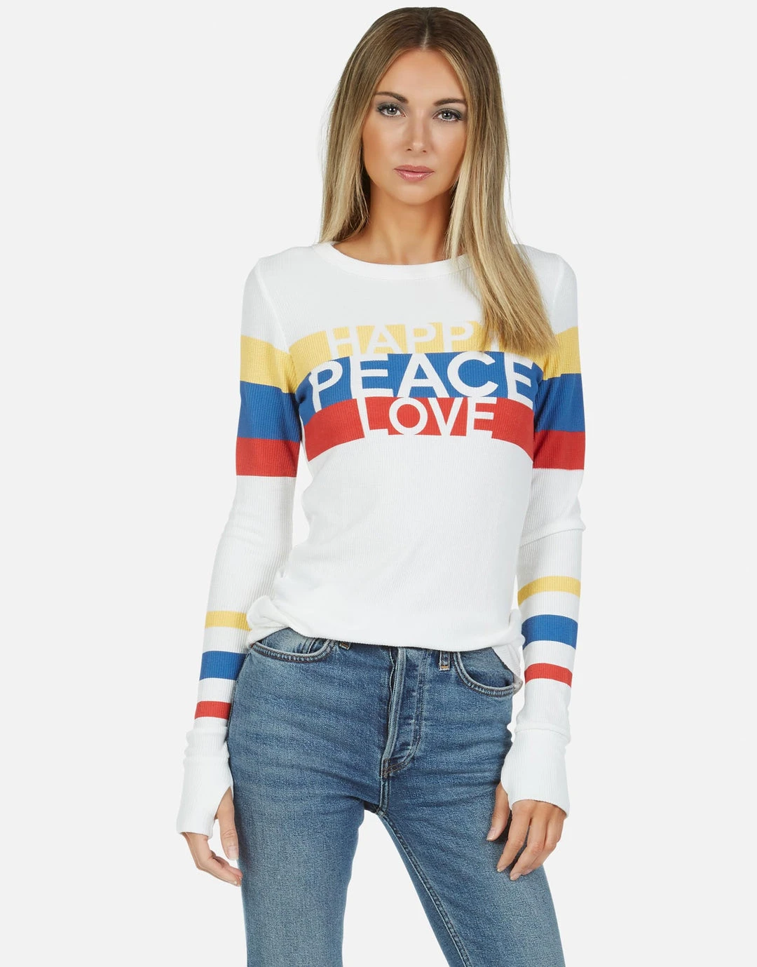 Lauren Moshi Long Sleeve McKinley Happy Peace Love
