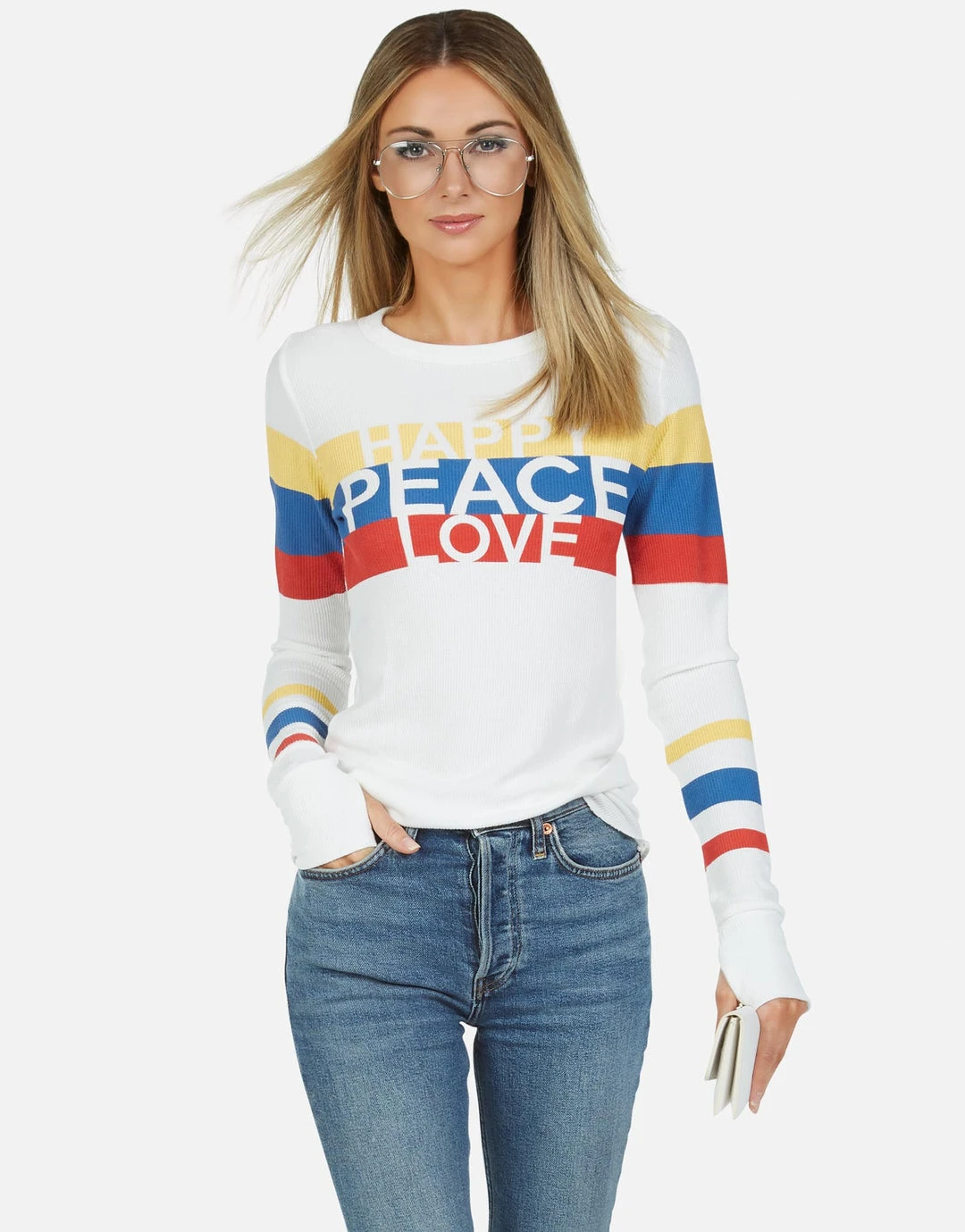 Lauren Moshi Long Sleeve McKinley Happy Peace Love