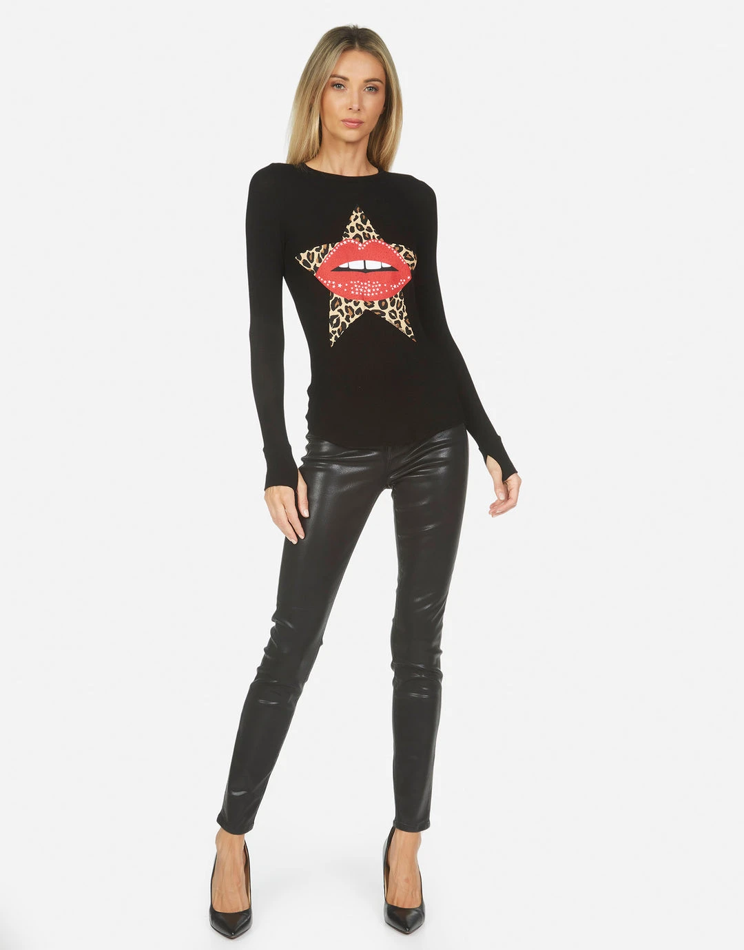 Lauren Moshi Mckinley Leopard Star Lip Long Sleeve