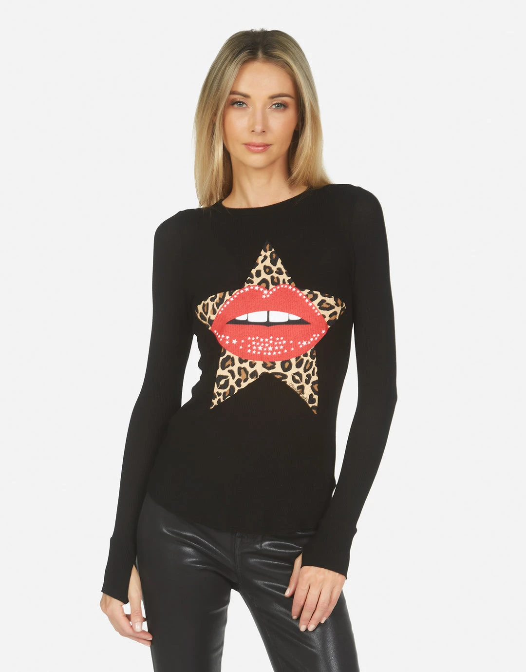 Lauren Moshi Mckinley Leopard Star Lip Long Sleeve