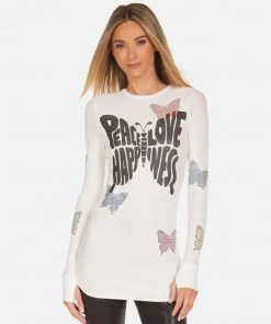 Lauren Moshi Long Sleeve McKinley Crystal Love Butterfly